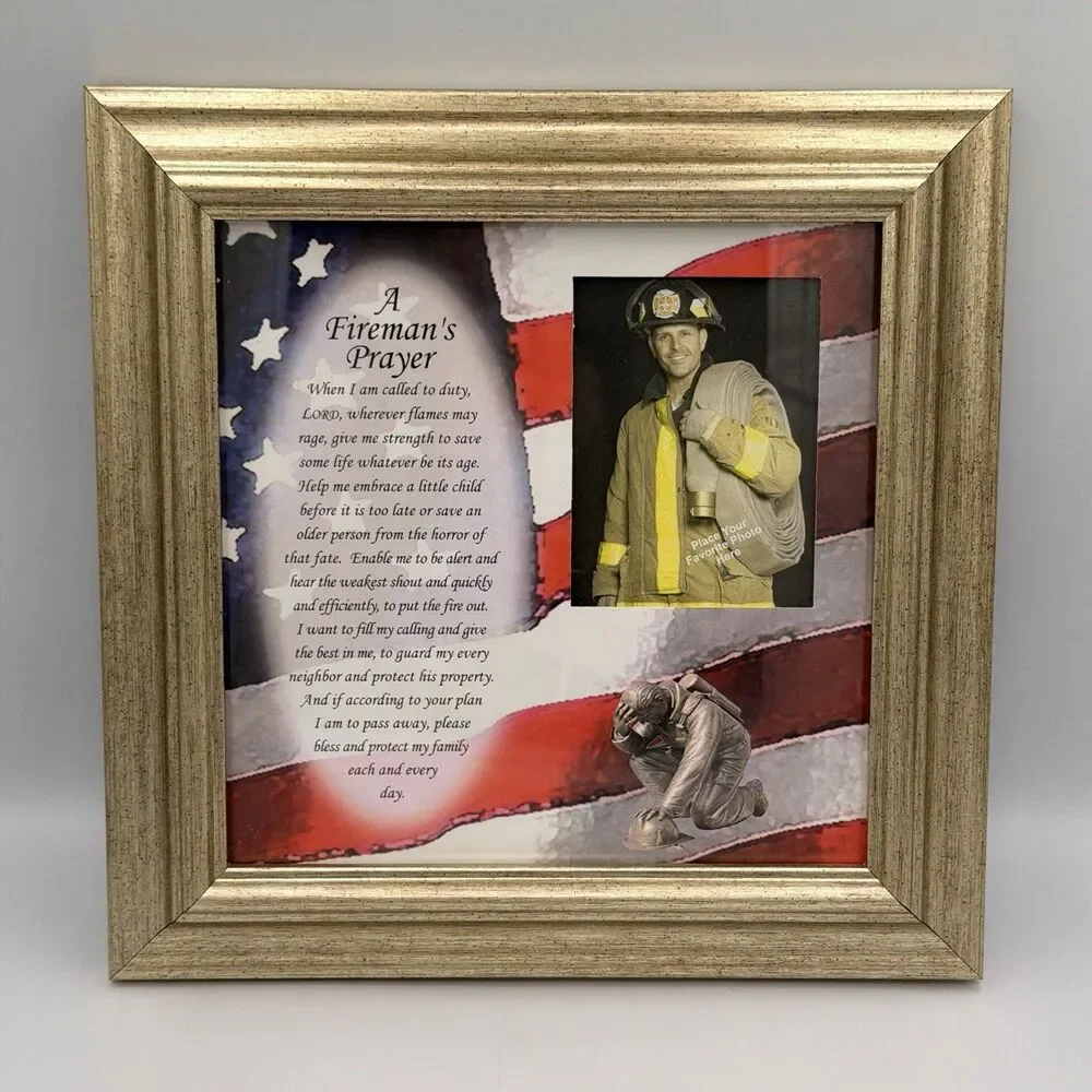 Fireman’s Prayer Photo Frame 10.5” x 10.5” Firefighter Memorial Keepsake Picture